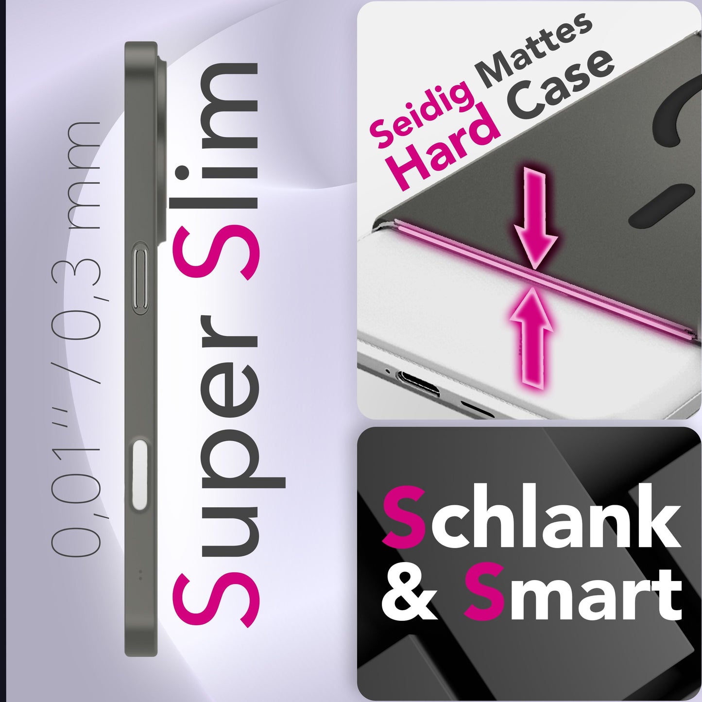 NALIA Ultra-Slim Hardcase für iPhone 17 Pro – MagSafe kompatibel & 0.3mm Dünn – THINIX (Matte Semi-Transparente Hülle) – Marke aus Berlin