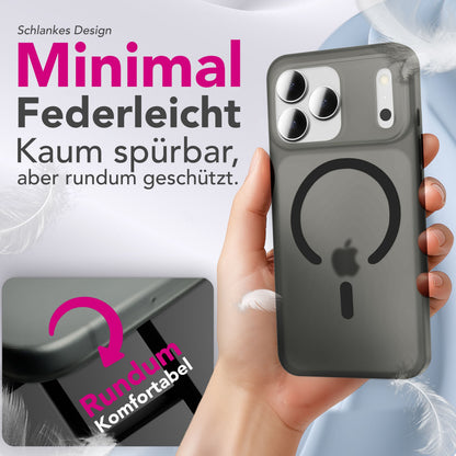 NALIA Ultra-Slim Hardcase für iPhone 17 Pro Max – MagSafe kompatibel & 0.3mm Dünn – THINIX (Matte Semi-Transparente Hülle) – Marke aus Berlin
