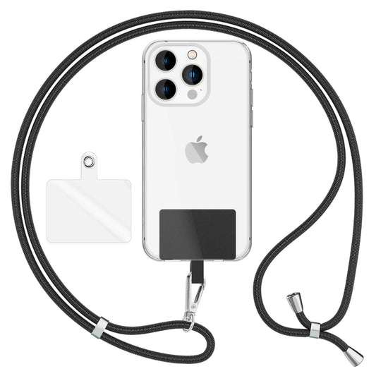 NALIA Universal Handykette für alle Smartphones – Robuste Kordel & 2 Patches – HOLDME AIR (Klassisches Lanyard mit Silbernem Karabiner) – Marke aus Berlin