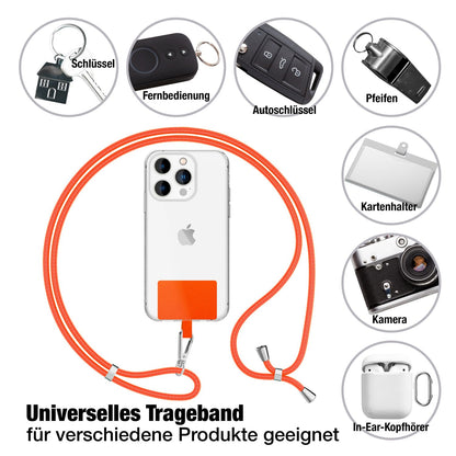 NALIA Universal Handykette für alle Smartphones – Robuste Kordel & 2 Patches – HOLDME AIR (Klassisches Lanyard mit Silbernem Karabiner) – Marke aus Berlin