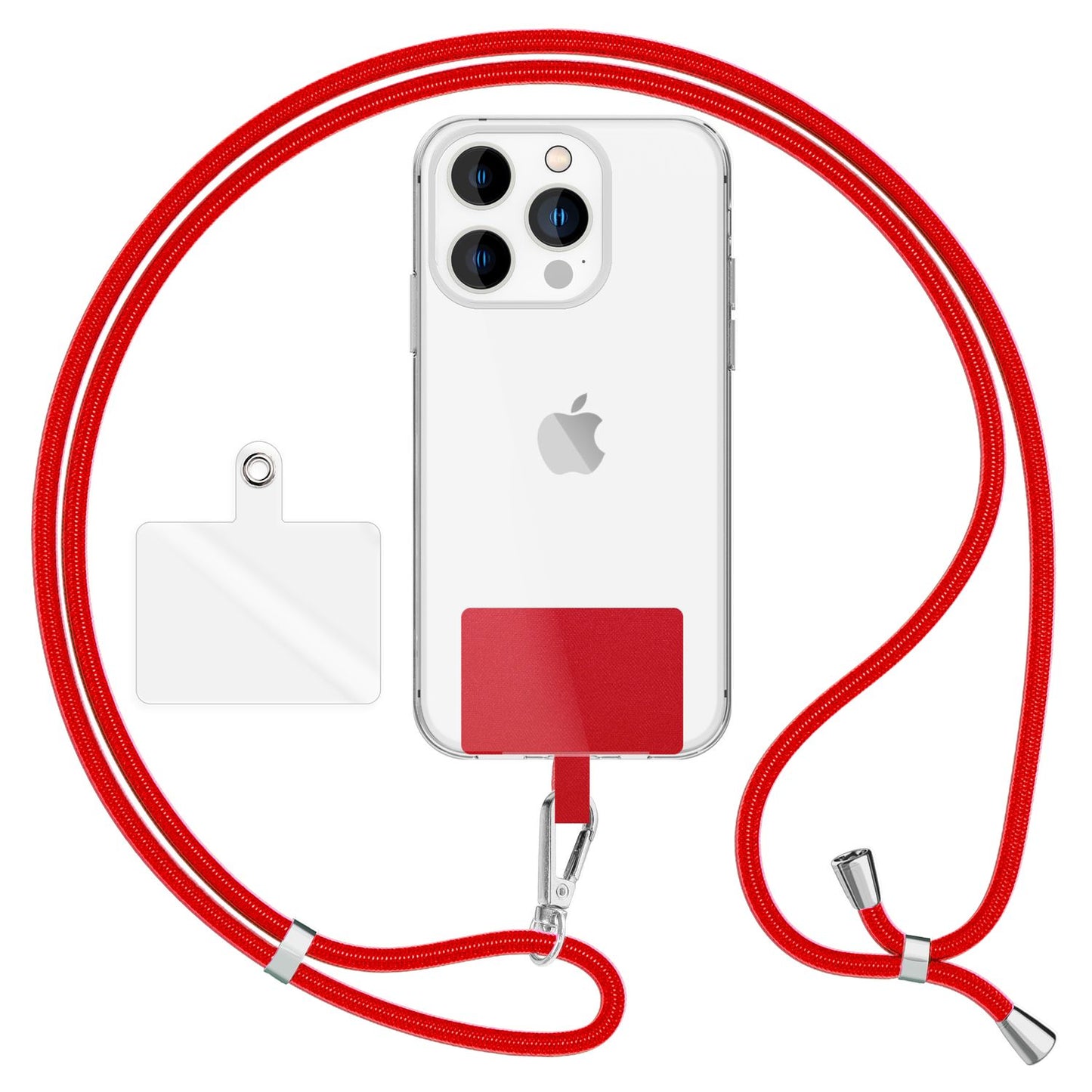 NALIA Universal Handykette für alle Smartphones – Robuste Kordel & 2 Patches – HOLDME AIR (Klassisches Lanyard mit Silbernem Karabiner) – Marke aus Berlin