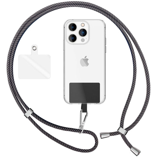 NALIA Bunte Universal-Kette mit Pad, Band für Handy-Hülle zum Umhängen, Karabinerhaken Anhänger Metall, Schlüsselband Umhängeband 160 CM, Crossbody Lanyard mit Schlaufe