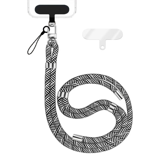 NALIA Universal Handykette für alle Smartphones – Premium Komfort-Nylon & 2 Patches – HOLDME (Geflochtenes Lanyard mit Silber-Karabiner) – Marke aus Berlin