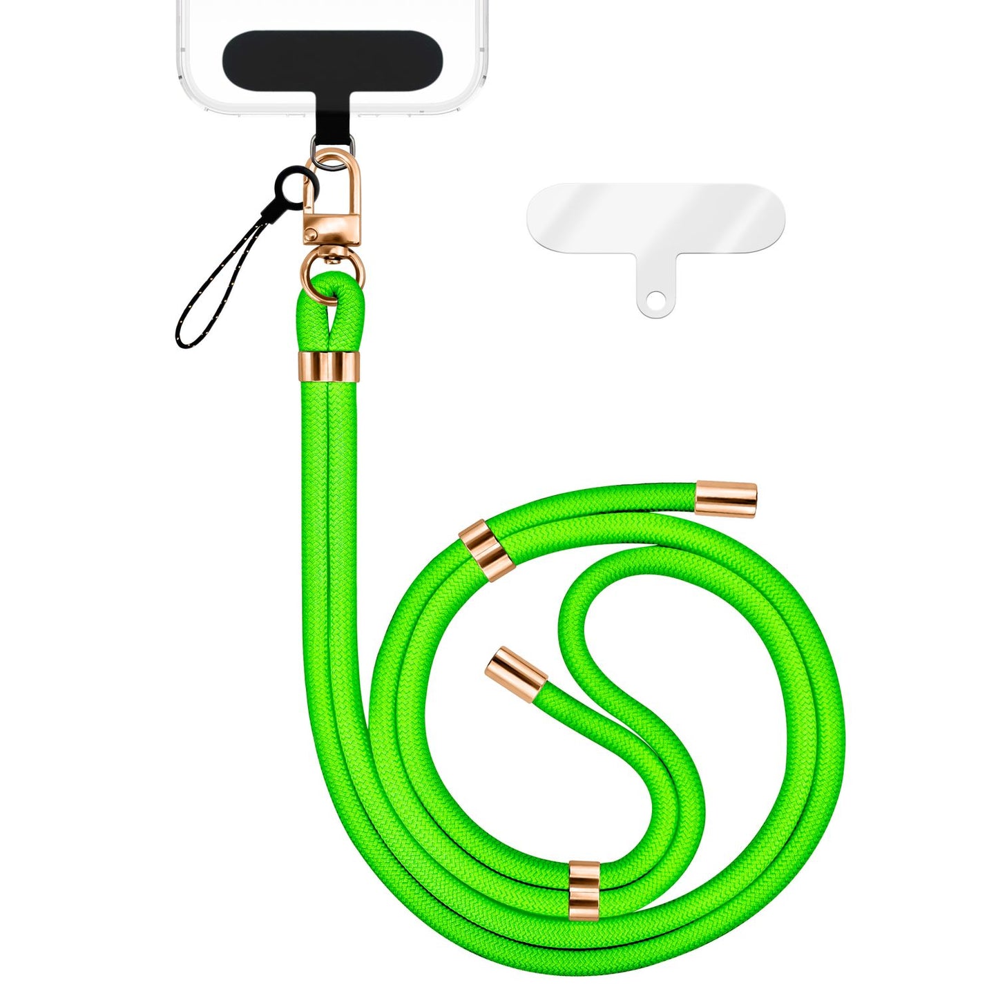 NALIA Universal Handykette für alle Smartphones – Premium Komfort-Nylon & 2 Patches – HOLDME (Geflochtenes Lanyard mit Gold-Karabiner) – Marke aus Berlin