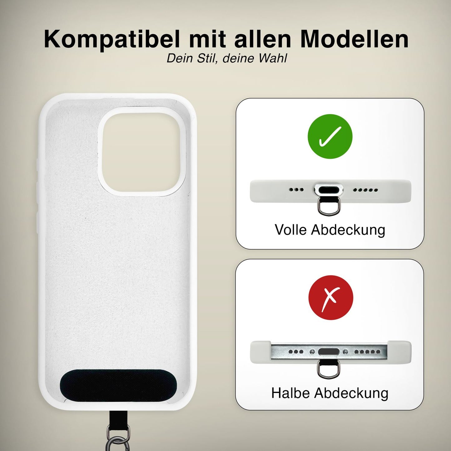NALIA Universal Handykette für alle Smartphones – Premium Komfort-Nylon & 2 Patches – HOLDME (Geflochtenes Lanyard mit Gold-Karabiner) – Marke aus Berlin