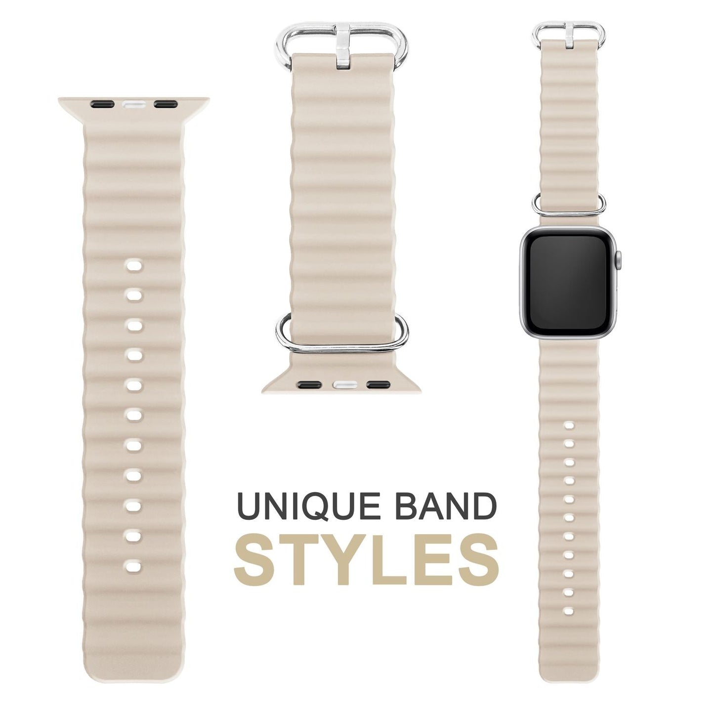 NALIA Smart Watch Armband OCEAN Style kompatibel mit Apple Watch SE & Series 8/7/6/5/4/3/2/1, 38mm 40mm 41mm, iWatch Sport Uhr Ersatzarmband Damen & Herren, Silikon Wasserfest