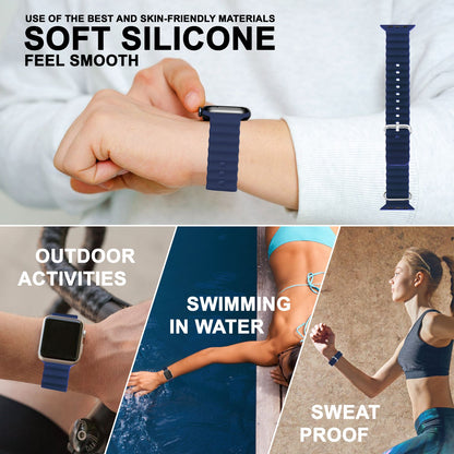 NALIA Smart Watch Armband OCEAN Style kompatibel mit Apple Watch SE & Series 8/7/6/5/4/3/2/1, 38mm 40mm 41mm, iWatch Sport Uhr Ersatzarmband Damen & Herren, Silikon Wasserfest