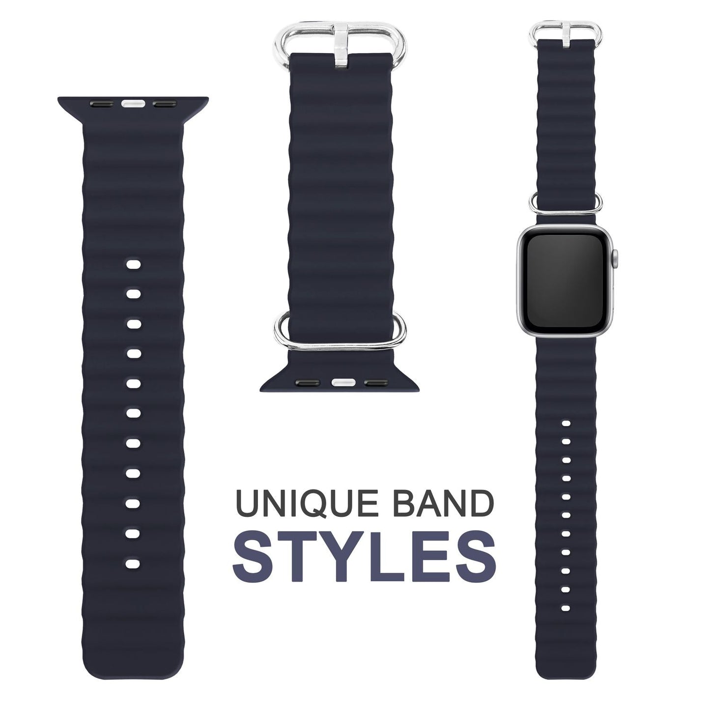 NALIA Smart Watch Armband OCEAN Style kompatibel mit Apple Watch Ultra/SE & Series 8/7/6/5/4/3/2/1, 42mm 44mm 45mm 49mm, iWatch Sport Uhr Ersatzarmband Damen Herren, Silikon Riemen
