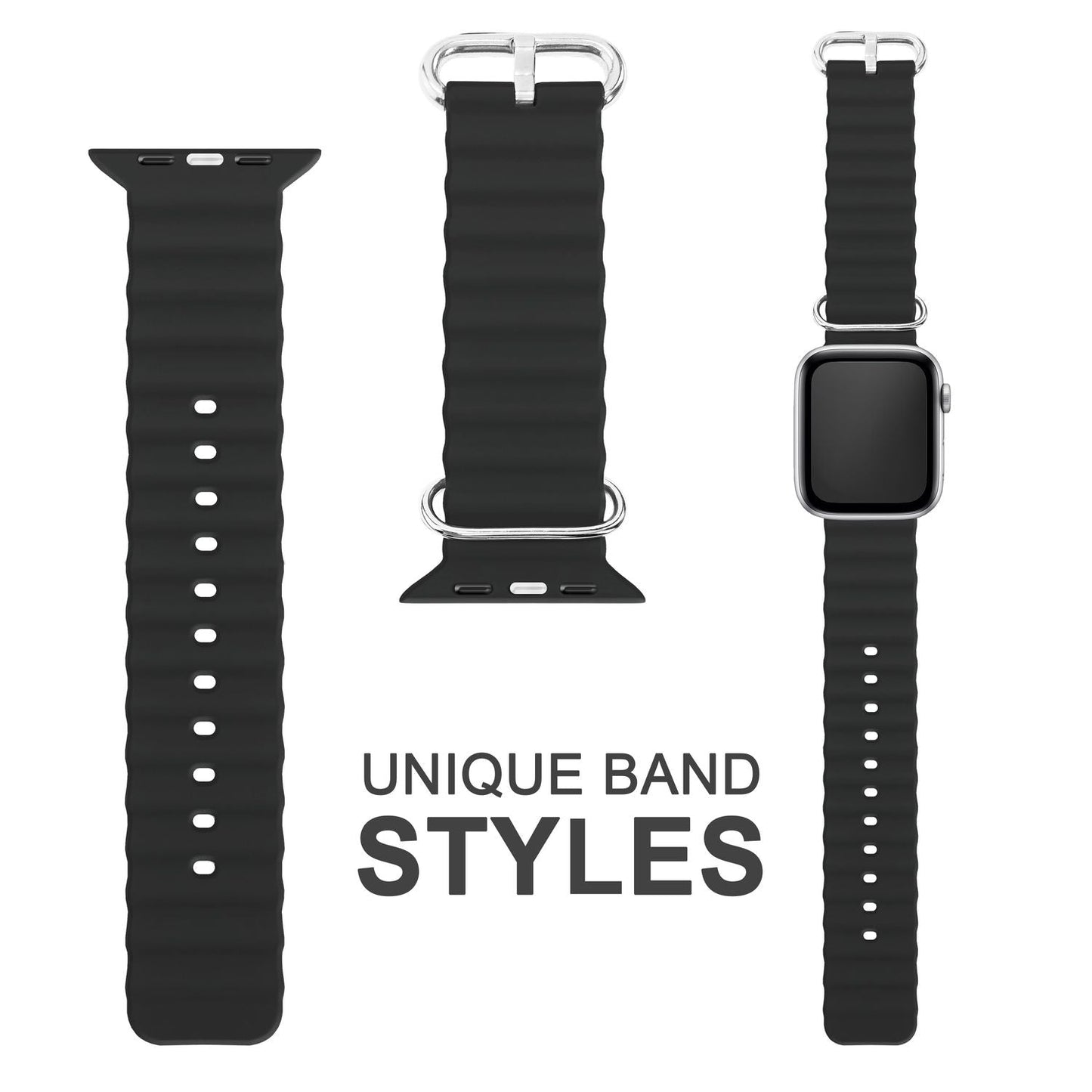 NALIA Smart Watch Armband OCEAN Style kompatibel mit Apple Watch Ultra/SE & Series 8/7/6/5/4/3/2/1, 42mm 44mm 45mm 49mm, iWatch Sport Uhr Ersatzarmband Damen Herren, Silikon Riemen