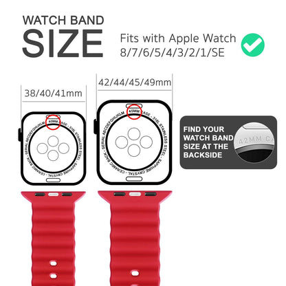 NALIA Smart Watch Armband OCEAN Style kompatibel mit Apple Watch Ultra/SE & Series 8/7/6/5/4/3/2/1, 42mm 44mm 45mm 49mm, iWatch Sport Uhr Ersatzarmband Damen Herren, Silikon Riemen