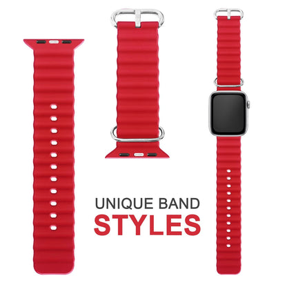 NALIA Smart Watch Armband OCEAN Style kompatibel mit Apple Watch Ultra/SE & Series 8/7/6/5/4/3/2/1, 42mm 44mm 45mm 49mm, iWatch Sport Uhr Ersatzarmband Damen Herren, Silikon Riemen