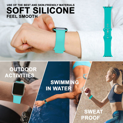 NALIA Silikon Smart-Watch Ersatzarmband kompatibel mit Apple Watch Armband Ultra/SE & Series 8/7/6/5/4/3/2/1, 42mm 44mm 45mm 49mm, iWatch Fitnessuhr Sportarmband Damen & Herren