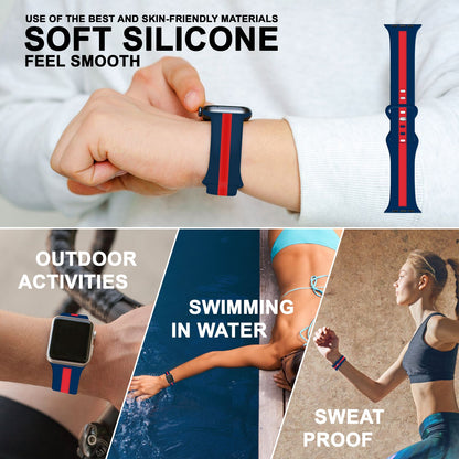 NALIA Gestreiftes Silikon Smart-Watch Ersatzarmband kompatibel mit Apple Watch Armband SE & Series 8/7/6/5/4/3/2/1, 38mm 40mm 41mm, iWatch Fitnessarmband Damen & Herren
