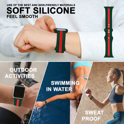 NALIA Gestreiftes Silikon Smart-Watch Ersatzarmband kompatibel mit Apple Watch Armband SE & Series 8/7/6/5/4/3/2/1, 38mm 40mm 41mm, iWatch Fitnessarmband Damen & Herren