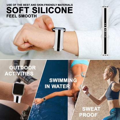 NALIA Gestreiftes Silikon Smart-Watch Ersatzarmband kompatibel mit Apple Watch Armband SE & Series 8/7/6/5/4/3/2/1, 38mm 40mm 41mm, iWatch Fitnessarmband Damen & Herren