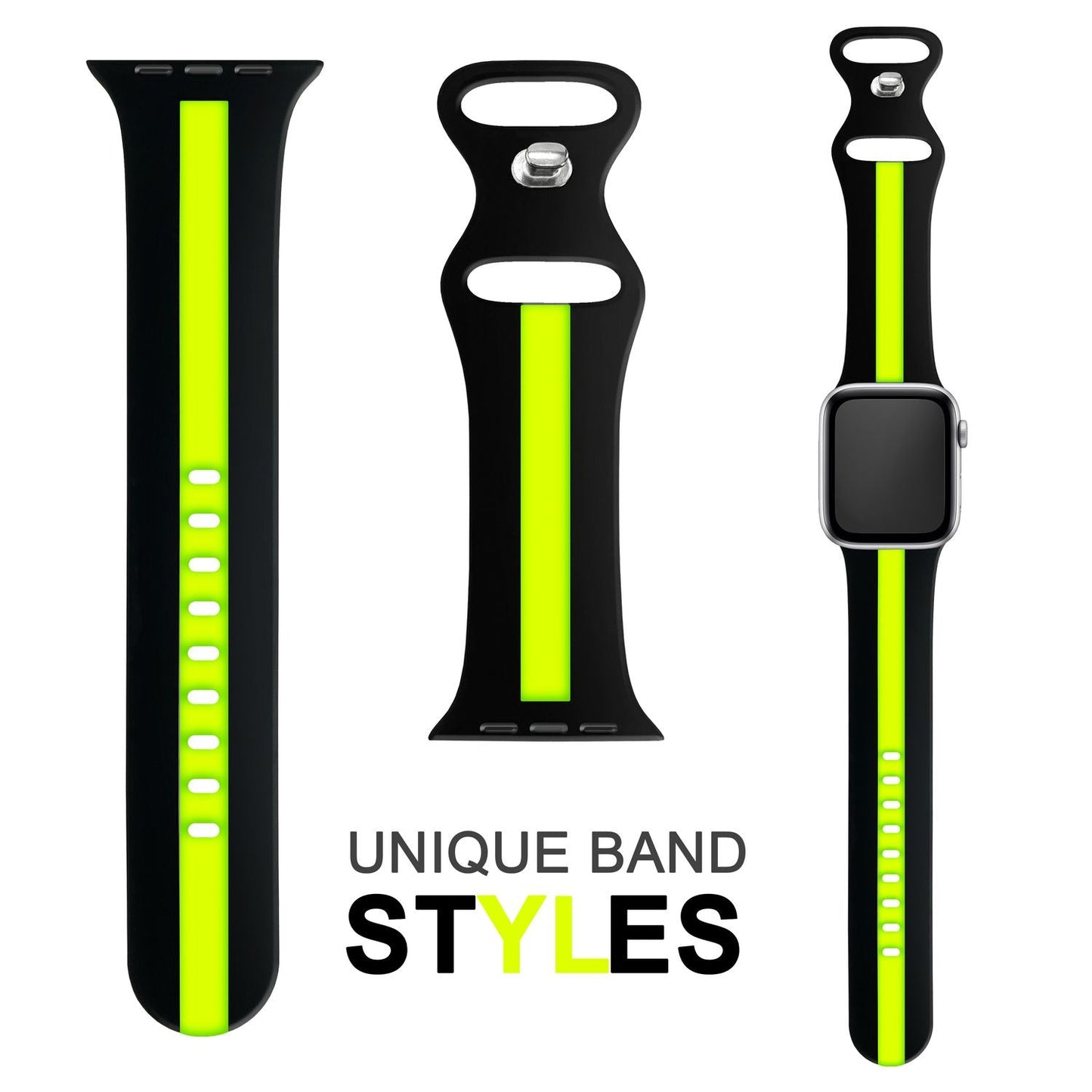 NALIA Gestreiftes Silikon Smart-Watch Ersatzarmband kompatibel mit Apple Watch Armband Ultra/SE & Series 8/7/6/5/4/3/2/1, 42 44 45 49mm, iWatch Fitnessarmband Damen & Herren