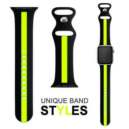NALIA Gestreiftes Silikon Smart-Watch Ersatzarmband kompatibel mit Apple Watch Armband Ultra/SE & Series 8/7/6/5/4/3/2/1, 42 44 45 49mm, iWatch Fitnessarmband Damen & Herren