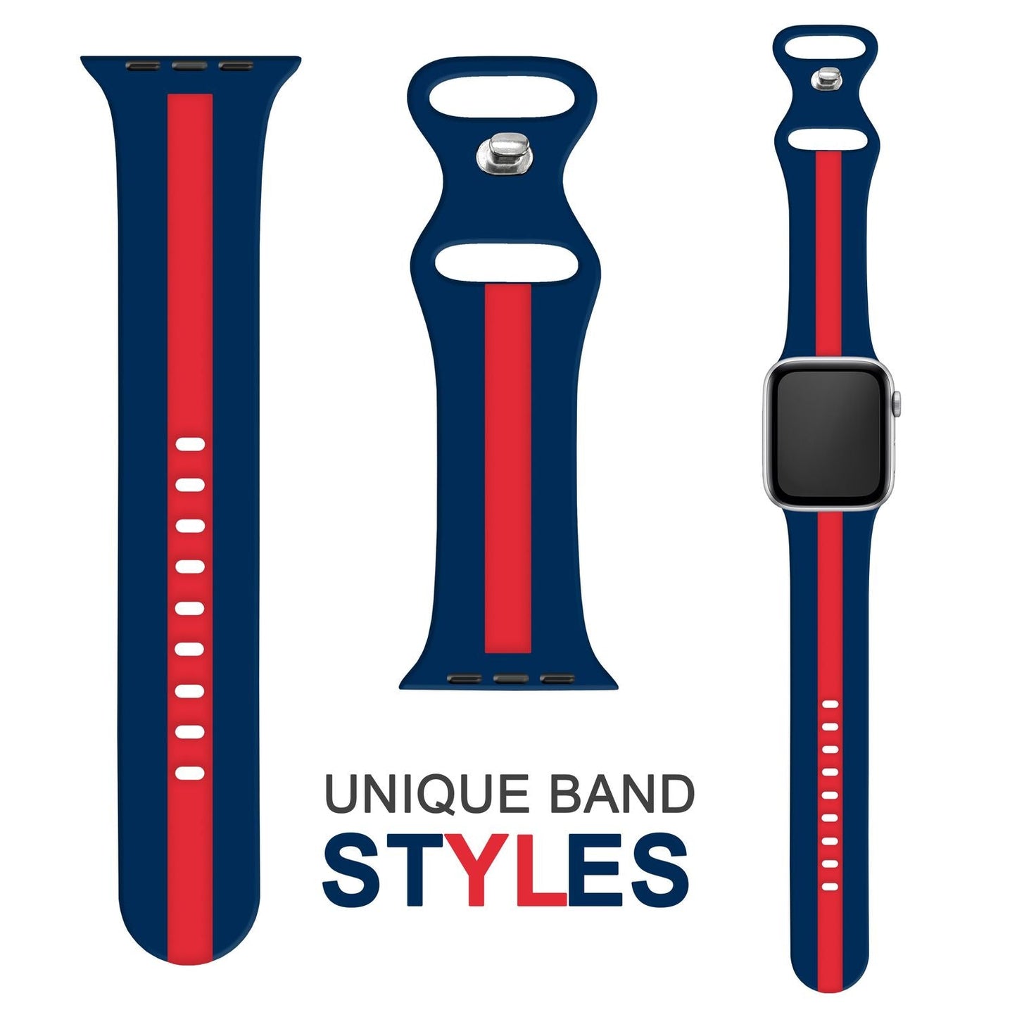 NALIA Gestreiftes Silikon Smart-Watch Ersatzarmband kompatibel mit Apple Watch Armband Ultra/SE & Series 8/7/6/5/4/3/2/1, 42 44 45 49mm, iWatch Fitnessarmband Damen & Herren