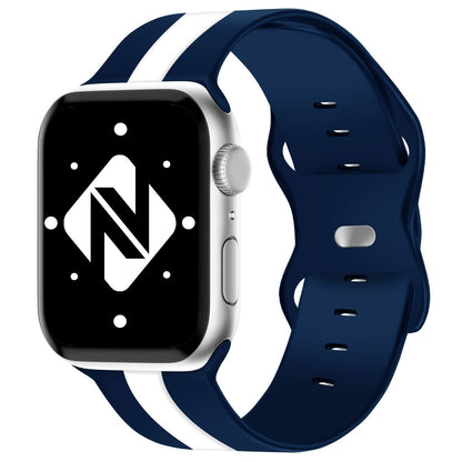 NALIA Gestreiftes Silikon Smart-Watch Ersatzarmband kompatibel mit Apple Watch Armband Ultra/SE & Series 8/7/6/5/4/3/2/1, 42 44 45 49mm, iWatch Fitnessarmband Damen & Herren