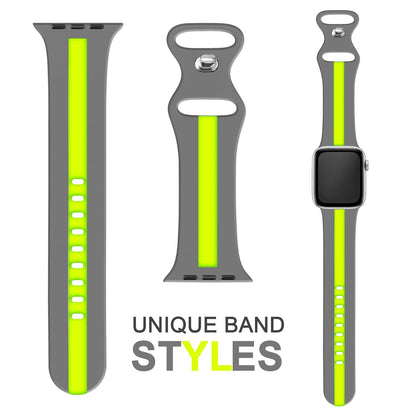 NALIA Gestreiftes Silikon Smart-Watch Ersatzarmband kompatibel mit Apple Watch Armband Ultra/SE & Series 8/7/6/5/4/3/2/1, 42 44 45 49mm, iWatch Fitnessarmband Damen & Herren