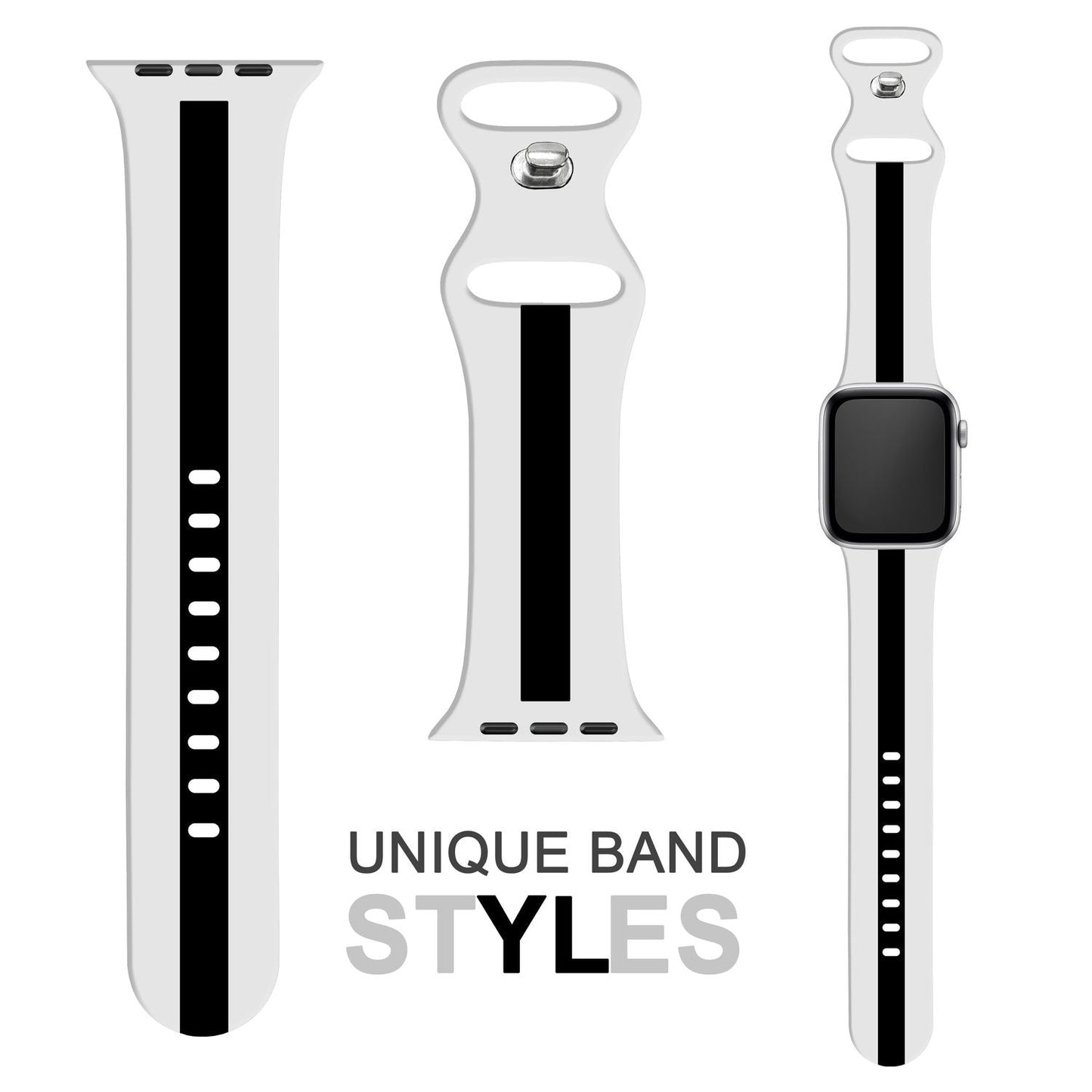 NALIA Gestreiftes Silikon Smart-Watch Ersatzarmband kompatibel mit Apple Watch Armband Ultra/SE & Series 8/7/6/5/4/3/2/1, 42 44 45 49mm, iWatch Fitnessarmband Damen & Herren