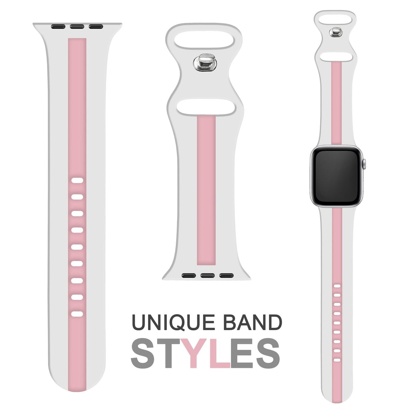 NALIA Gestreiftes Silikon Smart-Watch Ersatzarmband kompatibel mit Apple Watch Armband Ultra/SE & Series 8/7/6/5/4/3/2/1, 42 44 45 49mm, iWatch Fitnessarmband Damen & Herren