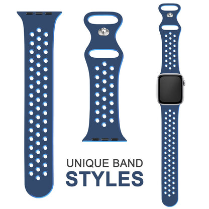 NALIA Gelochtes Silikon Smart-Watch Ersatzarmband kompatibel mit Apple Watch Armband Ultra/SE & Series 8/7/6/5/4/3/2/1, 42mm 44mm 45mm 49mm, iWatch Fitnessarmband Damen & Herren