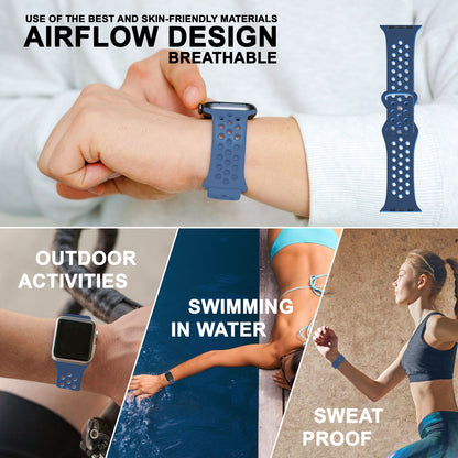 NALIA Gelochtes Silikon Smart-Watch Ersatzarmband kompatibel mit Apple Watch Armband Ultra/SE & Series 8/7/6/5/4/3/2/1, 42mm 44mm 45mm 49mm, iWatch Fitnessarmband Damen & Herren