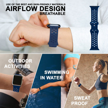 NALIA Gelochtes Silikon Smart-Watch Ersatzarmband kompatibel mit Apple Watch Armband Ultra/SE & Series 8/7/6/5/4/3/2/1, 42mm 44mm 45mm 49mm, iWatch Fitnessarmband Damen & Herren