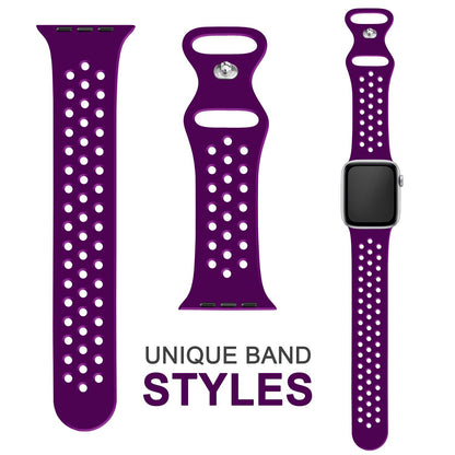 NALIA Gelochtes Silikon Smart-Watch Ersatzarmband kompatibel mit Apple Watch Armband Ultra/SE & Series 8/7/6/5/4/3/2/1, 42mm 44mm 45mm 49mm, iWatch Fitnessarmband Damen & Herren