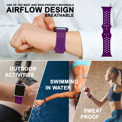 NALIA Gelochtes Silikon Smart-Watch Ersatzarmband kompatibel mit Apple Watch Armband Ultra/SE & Series 8/7/6/5/4/3/2/1, 42mm 44mm 45mm 49mm, iWatch Fitnessarmband Damen & Herren