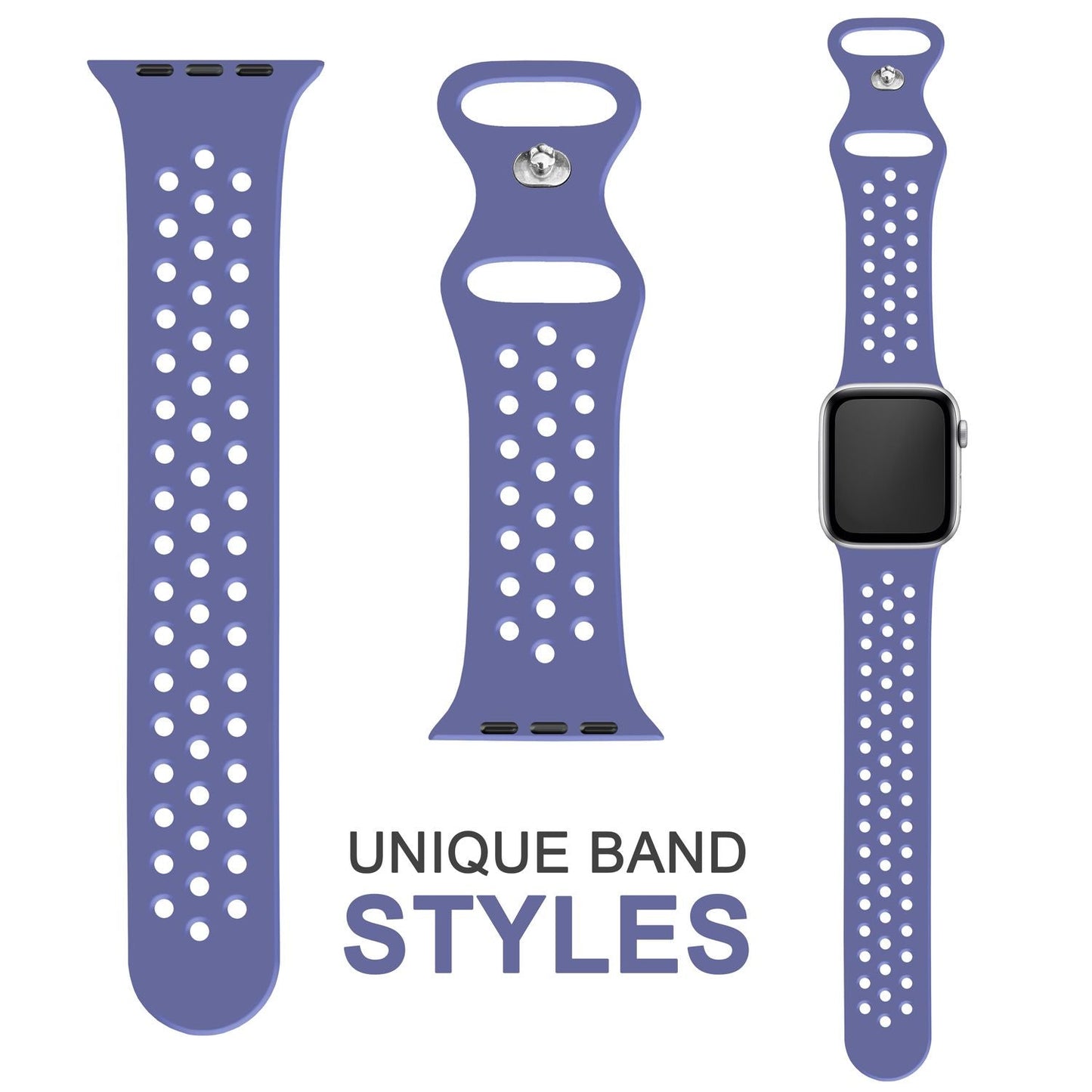 NALIA Gelochtes Silikon Smart-Watch Ersatzarmband kompatibel mit Apple Watch Armband Ultra/SE & Series 8/7/6/5/4/3/2/1, 42mm 44mm 45mm 49mm, iWatch Fitnessarmband Damen & Herren
