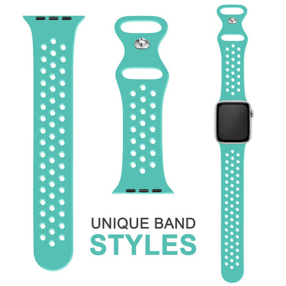 NALIA Gelochtes Silikon Smart-Watch Ersatzarmband kompatibel mit Apple Watch Armband Ultra/SE & Series 8/7/6/5/4/3/2/1, 42mm 44mm 45mm 49mm, iWatch Fitnessarmband Damen & Herren
