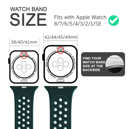NALIA Gelochtes Silikon Smart-Watch Ersatzarmband kompatibel mit Apple Watch Armband Ultra/SE & Series 8/7/6/5/4/3/2/1, 42mm 44mm 45mm 49mm, iWatch Fitnessarmband Damen & Herren