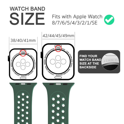 NALIA Gelochtes Silikon Smart-Watch Ersatzarmband kompatibel mit Apple Watch Armband Ultra/SE & Series 8/7/6/5/4/3/2/1, 42mm 44mm 45mm 49mm, iWatch Fitnessarmband Damen & Herren