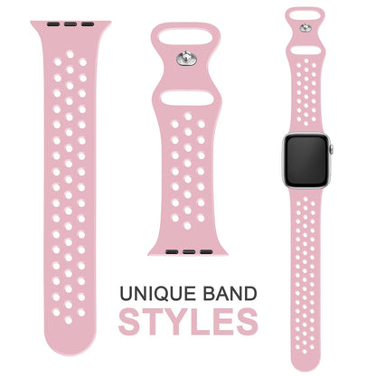 NALIA Gelochtes Silikon Smart-Watch Ersatzarmband kompatibel mit Apple Watch Armband Ultra/SE & Series 8/7/6/5/4/3/2/1, 42mm 44mm 45mm 49mm, iWatch Fitnessarmband Damen & Herren