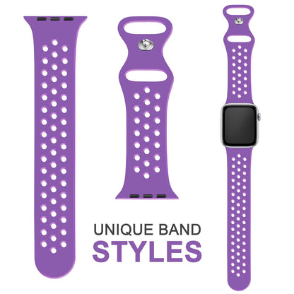 NALIA Gelochtes Silikon Smart-Watch Ersatzarmband kompatibel mit Apple Watch Armband Ultra/SE & Series 8/7/6/5/4/3/2/1, 42mm 44mm 45mm 49mm, iWatch Fitnessarmband Damen & Herren