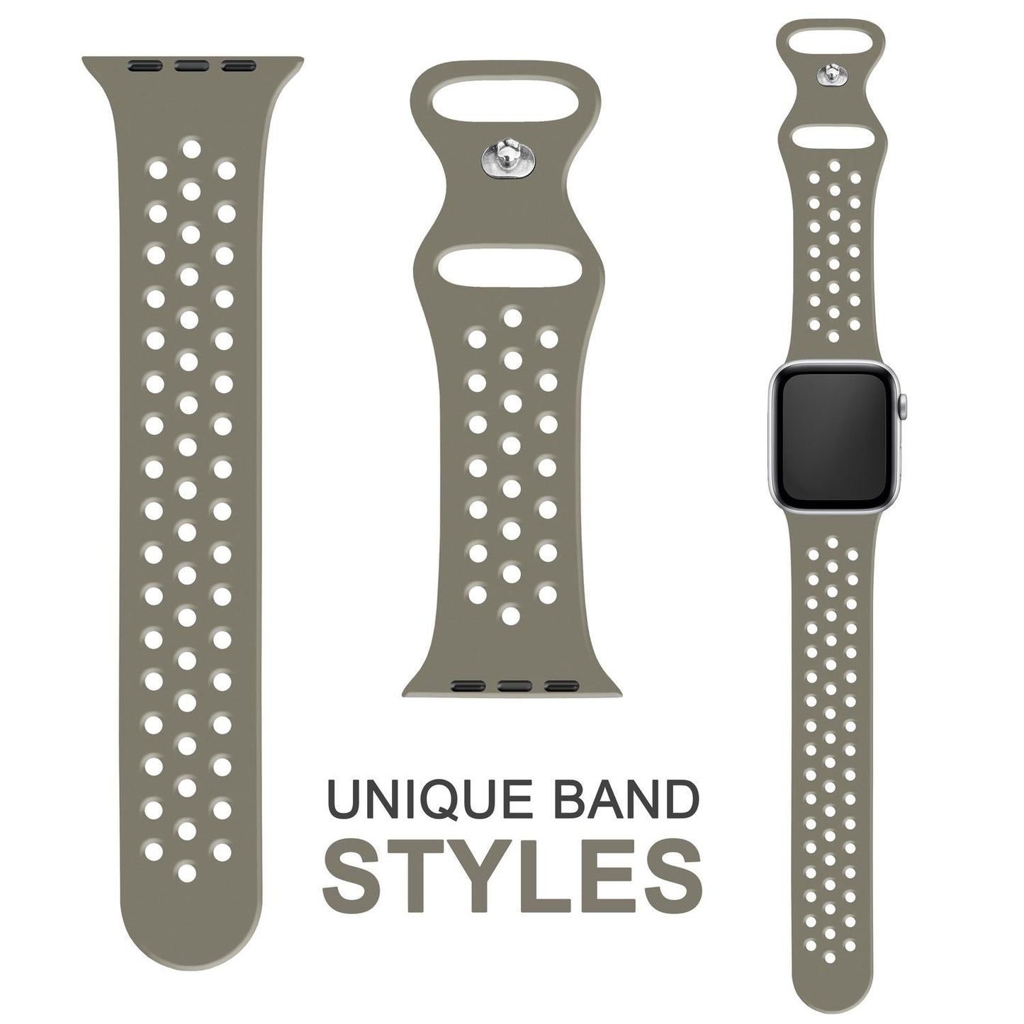 NALIA Gelochtes Silikon Smart-Watch Ersatzarmband kompatibel mit Apple Watch Armband Ultra/SE & Series 8/7/6/5/4/3/2/1, 42mm 44mm 45mm 49mm, iWatch Fitnessarmband Damen & Herren