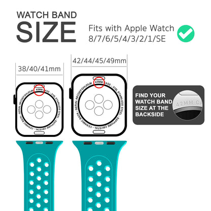 NALIA Gelochtes Silikon Smart-Watch Ersatzarmband kompatibel mit Apple Watch Armband Ultra/SE & Series 8/7/6/5/4/3/2/1, 42mm 44mm 45mm 49mm, iWatch Fitnessarmband Damen & Herren