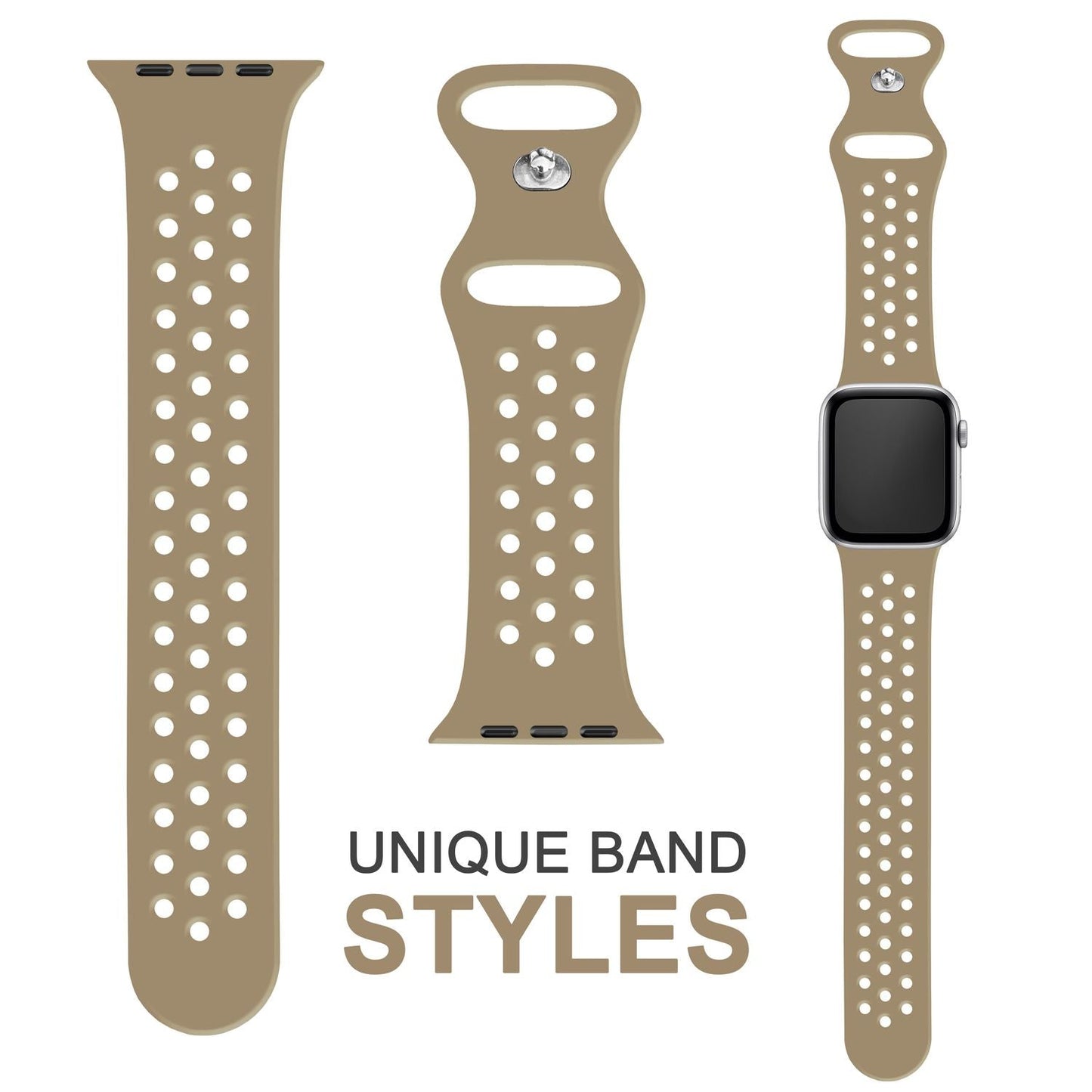 NALIA Gelochtes Silikon Smart-Watch Ersatzarmband kompatibel mit Apple Watch Armband Ultra/SE & Series 8/7/6/5/4/3/2/1, 42mm 44mm 45mm 49mm, iWatch Fitnessarmband Damen & Herren