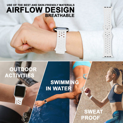 NALIA Gelochtes Silikon Smart-Watch Ersatzarmband kompatibel mit Apple Watch Armband Ultra/SE & Series 8/7/6/5/4/3/2/1, 42mm 44mm 45mm 49mm, iWatch Fitnessarmband Damen & Herren