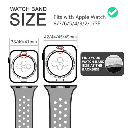 NALIA Silikon Smart Watch Armband Airflow-Löcher kompatibel mit Apple Watch Armband SE & Series 8/7/6/5/4/3/2/1, 38mm 40mm 41mm, iWatch Sport-Band Damen Herren