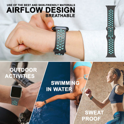 NALIA Silikon Smart Watch Armband Airflow-Löcher kompatibel mit Apple Watch Armband SE & Series 8/7/6/5/4/3/2/1, 38mm 40mm 41mm, iWatch Sport-Band Damen Herren