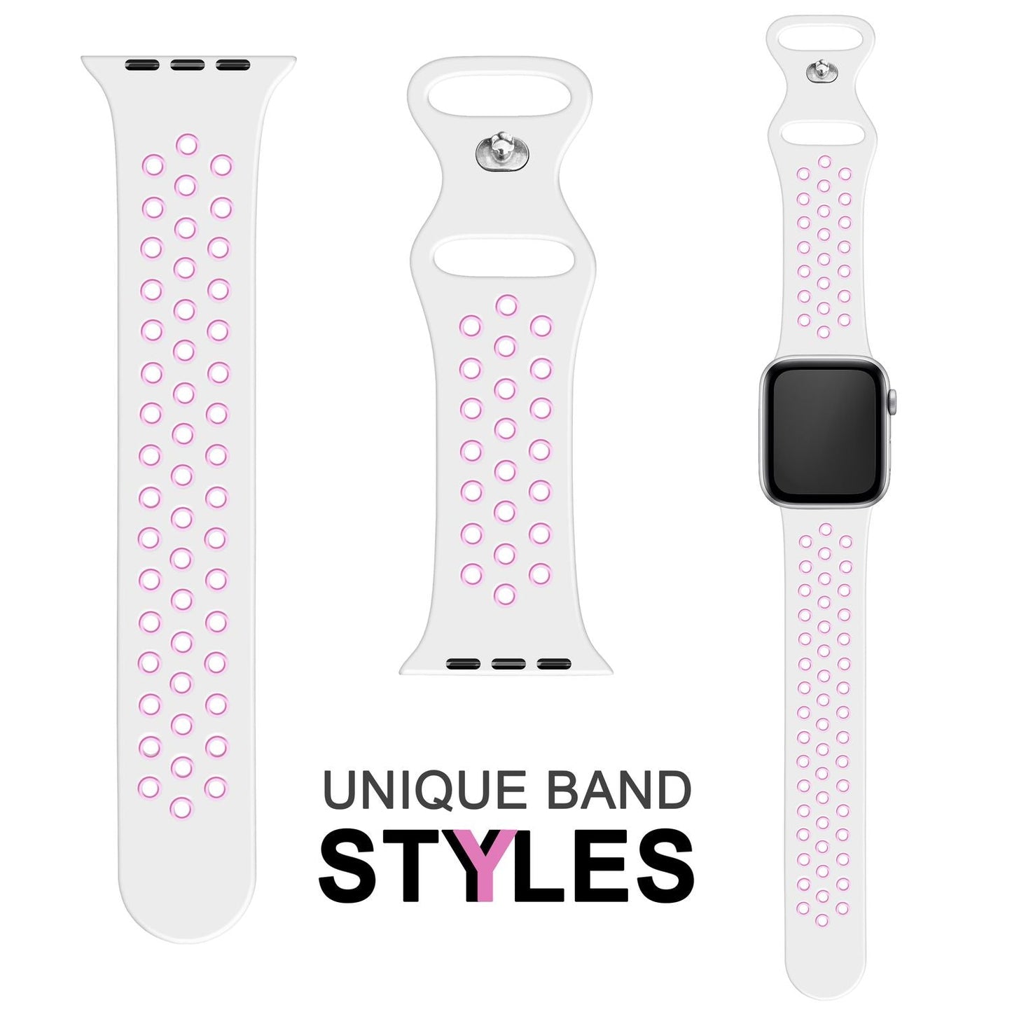NALIA Silikon Smart Watch Armband Airflow-Löcher kompatibel mit Apple Watch Armband Ultra/SE & Series 8/7/6/5/4/3/2/1, 42mm 44mm 45mm 49mm, iWatch Sport-Band Damen Herren