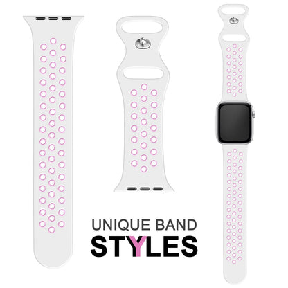 NALIA Silikon Smart Watch Armband Airflow-Löcher kompatibel mit Apple Watch Armband Ultra/SE & Series 8/7/6/5/4/3/2/1, 42mm 44mm 45mm 49mm, iWatch Sport-Band Damen Herren