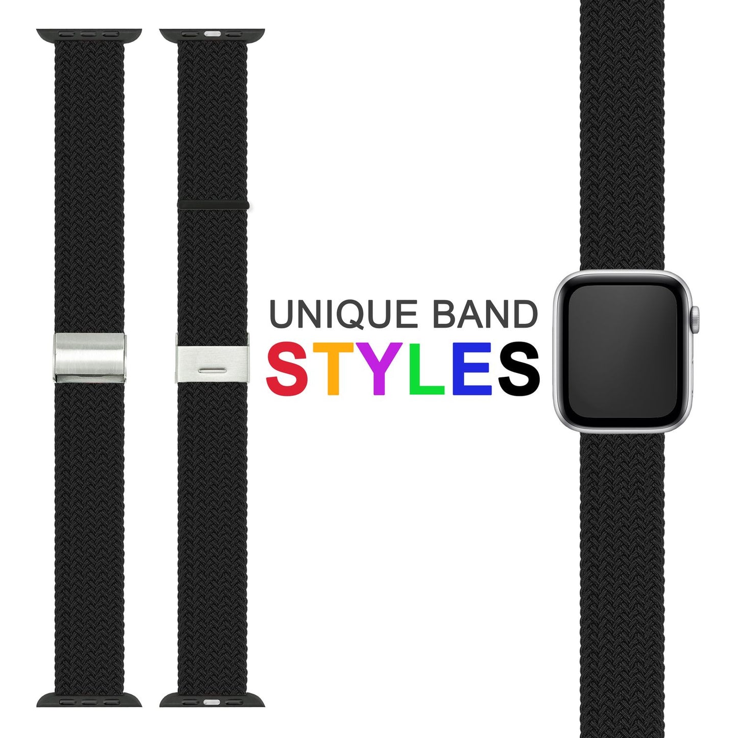NALIA Geflochtenes Smart Watch Armband kompatibel mit Apple Watch Armband Ultra/SE & Series 8/7/6/5/4/3/2/1, 42mm 44mm 45mm 49mm, iWatch Uhr-Band Damen & Herren, Nylon