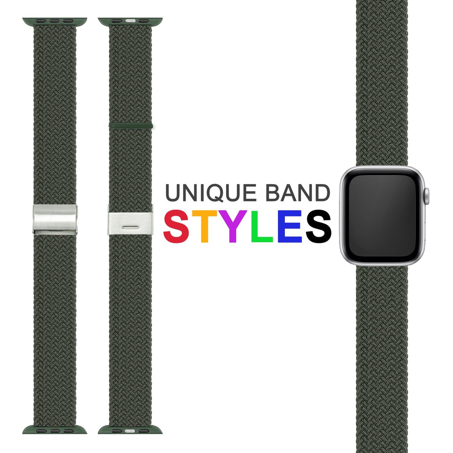 NALIA Geflochtenes Smart Watch Armband kompatibel mit Apple Watch Armband Ultra/SE & Series 8/7/6/5/4/3/2/1, 42mm 44mm 45mm 49mm, iWatch Uhr-Band Damen & Herren, Nylon