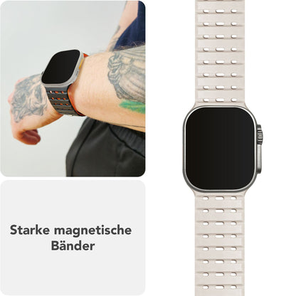 NALIA Volt Magnet Armband kompatibel mit Apple Watch Armband iWatch Series Ultra/SE/10/9/8/7/6/5/4/3/2/1, 42/44/45/49mm, Silikon Band Loop Sportarmband mit Steck-Pin Verschluss
