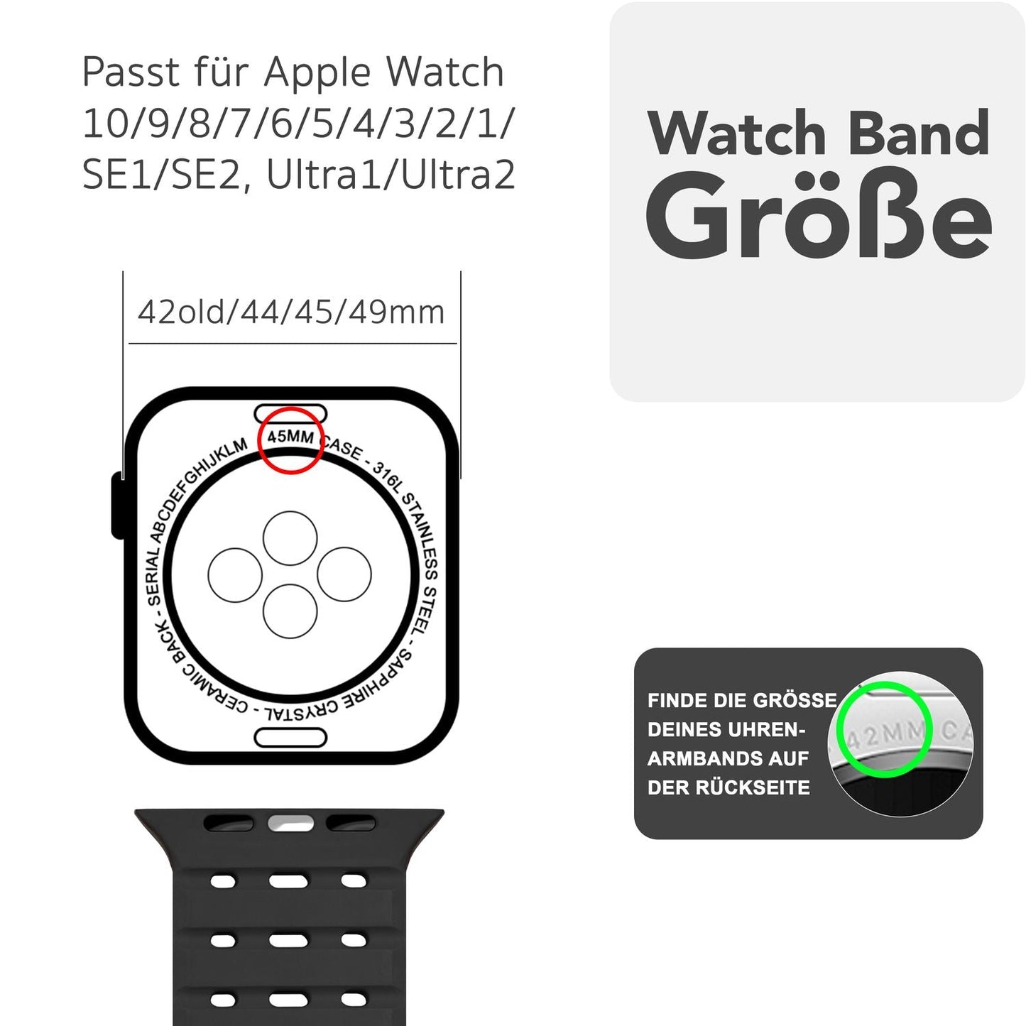 NALIA Volt Magnet Armband kompatibel mit Apple Watch Armband iWatch Series Ultra/SE/10/9/8/7/6/5/4/3/2/1, 42/44/45/49mm, Silikon Band Loop Sportarmband mit Steck-Pin Verschluss