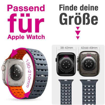 NALIA Volt Magnet Armband kompatibel mit Apple Watch Armband iWatch Series Ultra/SE/10/9/8/7/6/5/4/3/2/1, 42/44/45/49mm, Silikon Band Loop Sportarmband mit Steck-Pin Verschluss